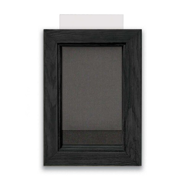 Indoor Enclosed Combo Board, 72"x36", Blk Frame/Wht Porc & Medium Grey